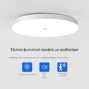 LED φως οροφής με αισθητήρα κίνησης για σκάλες και διαδρόμους, υπέρυθρος αισθητήρας σώματος με φωνητικό έλεγχο