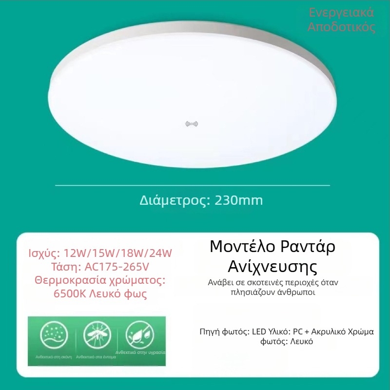 LED φως οροφής με αισθητήρα κίνησης για σκάλες και διαδρόμους, υπέρυθρος αισθητήρας σώματος με φωνητικό έλεγχο