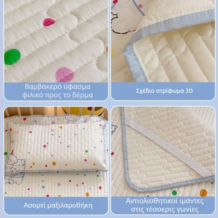 100% βαμβακερό quilted κάλυμμα κρεβατιού μωρού με σχέδιο καρτούν, ένα τεμάχιο, αντιολισθητικό