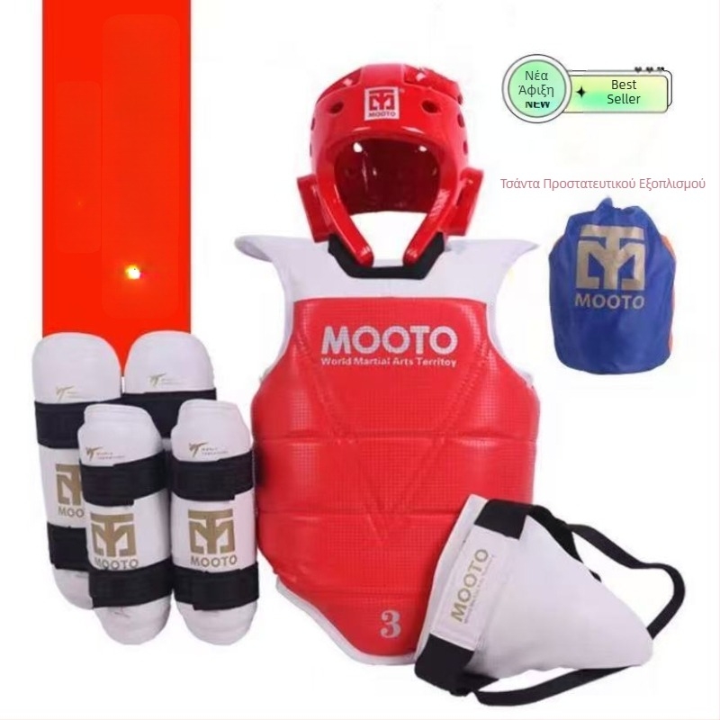 Προστατευτικός εξοπλισμός Taekwondo για παιδιά – Σετ 5 ή 8 τεμαχίων με προστασίες κεφαλής, μέσης, αγκώνα, κνήμης, ώμου, γονάτου και αστραγάλου