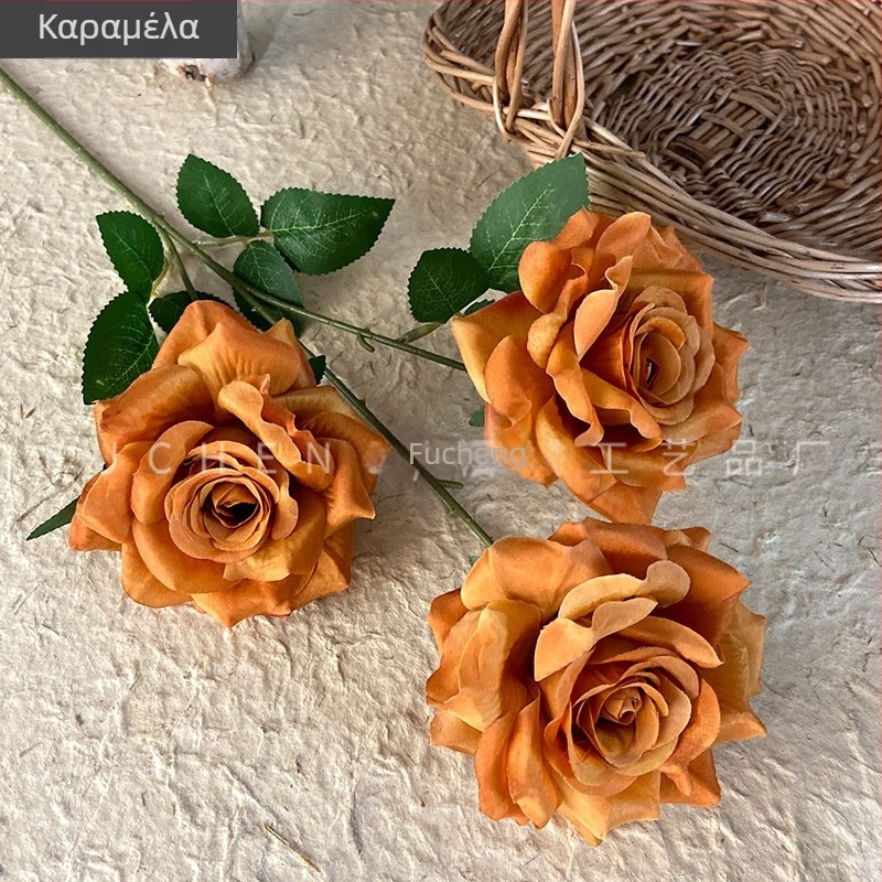 Μπουκέτο από τρεις ρόδους από μεταξωτά άνθη, χειροποίητο, σε ευρωπαϊκό παλάτι στυλ για διακόσμηση σπιτιού και γάμου