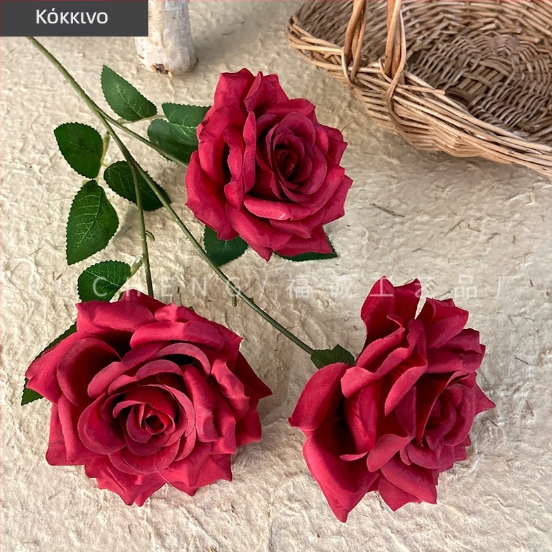 Μπουκέτο από τρεις ρόδους από μεταξωτά άνθη, χειροποίητο, σε ευρωπαϊκό παλάτι στυλ για διακόσμηση σπιτιού και γάμου