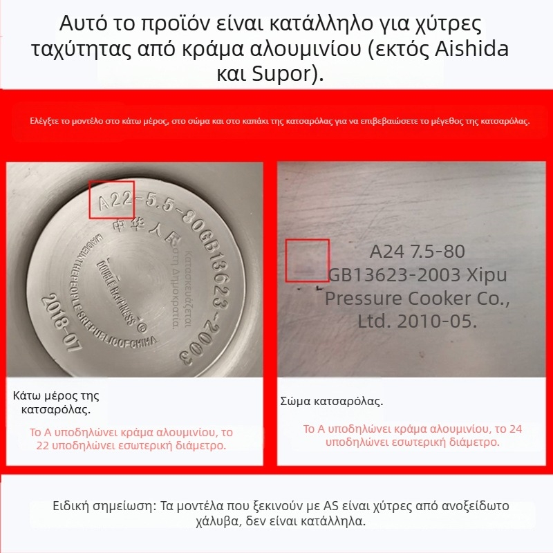 WBZ7 Αλουμινενίου κράμα πίεσης κατσαρόλα — σετ στεγανοποιητικών δαχτυλιδιών: δαχτυλίδι σιλικόνης, δερμάτινο δαχτυλίδι, 16–36 cm