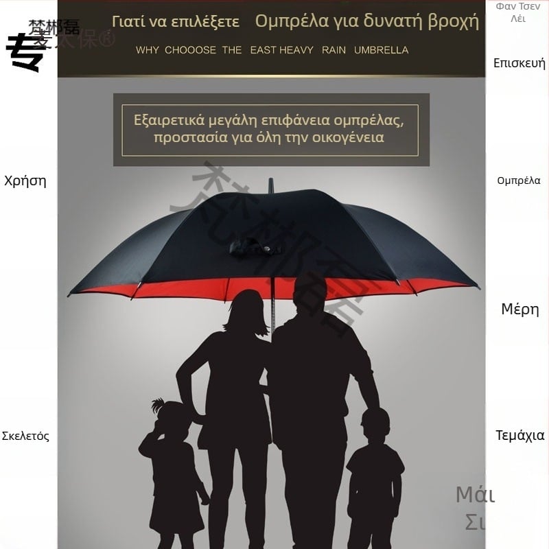 Αξεσουάρ ομπρέλας με 8 ράβδους και μακρύ κοντάρι, για ηλιακή ομπρέλα και γκολφ ομπρέλα, ίσιο χερούλι, ινώδεις ράβδοι