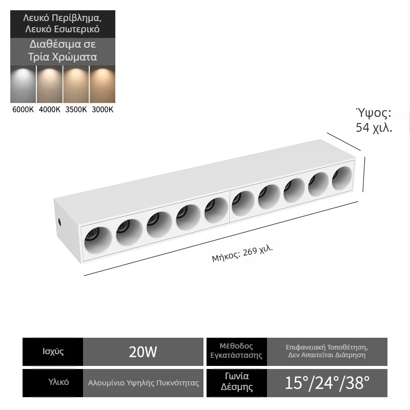 LED επιφανειακής τοποθέτησης προβολέας – γραμμικό φωτιστικό τοίχου για σαλόνι