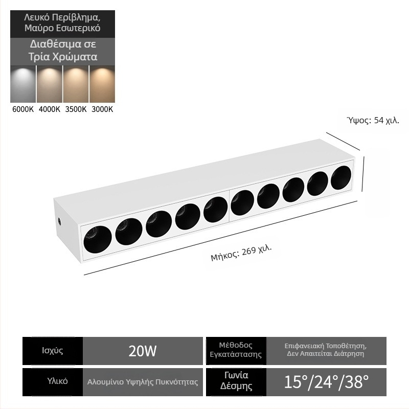 LED επιφανειακής τοποθέτησης προβολέας – γραμμικό φωτιστικό τοίχου για σαλόνι