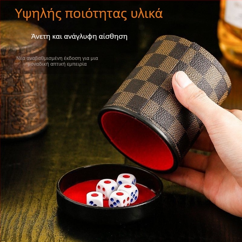 Αθόρυβα δερμάτινα κύπελλα ζαριών, πολυτελές σετ ζαριών με μείωση θορύβου, βελούδινο φινίρισμα για μπαρ