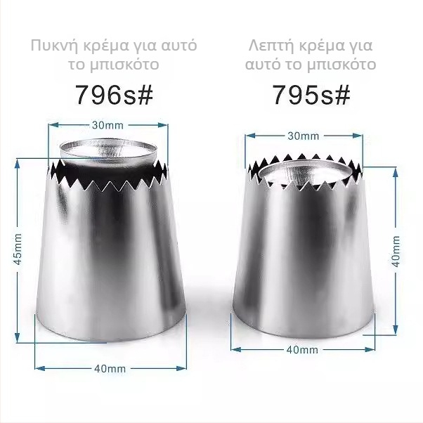Romia σετ ακροσωλήνων διακόσμησης, ακροσωλήνες ζαχαροπλαστικής από ανοξείδωτο ατσάλι 304