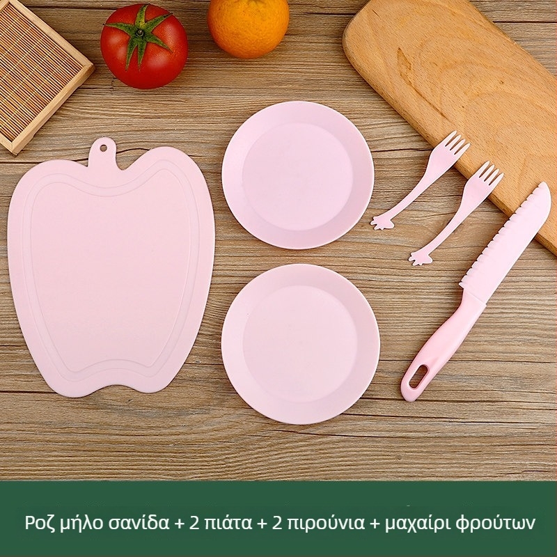 Ασφαλές σετ πλαστικών παιδικών μαχαιριών για φρούτα και σανίδα κοπής, κατάλληλο για νηπιαγωγεία