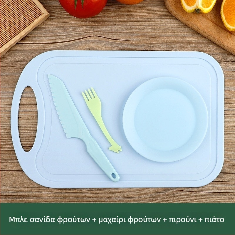 Ασφαλές σετ πλαστικών παιδικών μαχαιριών για φρούτα και σανίδα κοπής, κατάλληλο για νηπιαγωγεία