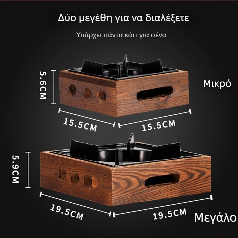 Μίνι σετ κατσαρόλας τύπου ιαπωνικού hot pot, τετράγωνη σόμπα από αλουμίνιο σε ξύλινο ράφι, καυστήρας αλκοόλης
