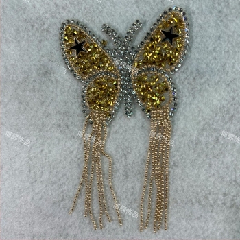 Patch με στρας σε σχέδιο πεταλούδας, χειροποίητα πολύχρωμα θερμοκολλητά στρας, DIY αυτοκόλλητη τέχνη με στρας για ρούχα