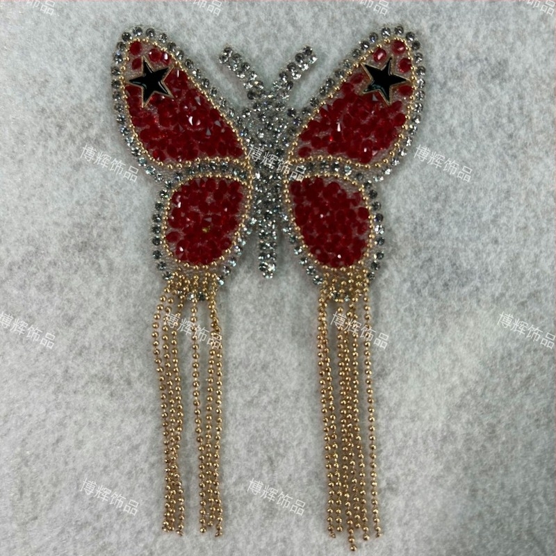 Patch με στρας σε σχέδιο πεταλούδας, χειροποίητα πολύχρωμα θερμοκολλητά στρας, DIY αυτοκόλλητη τέχνη με στρας για ρούχα