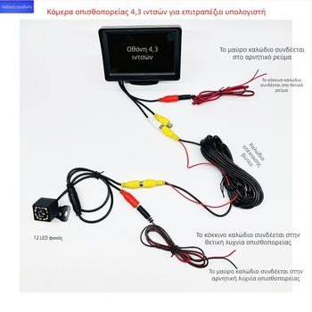 12V-24V HD οθόνη οπισθοπορείας 4,3 ιντσών για φορτηγά και αυτοκίνητα, με AV διεπαφή και καθολική οχήματος οθόνη