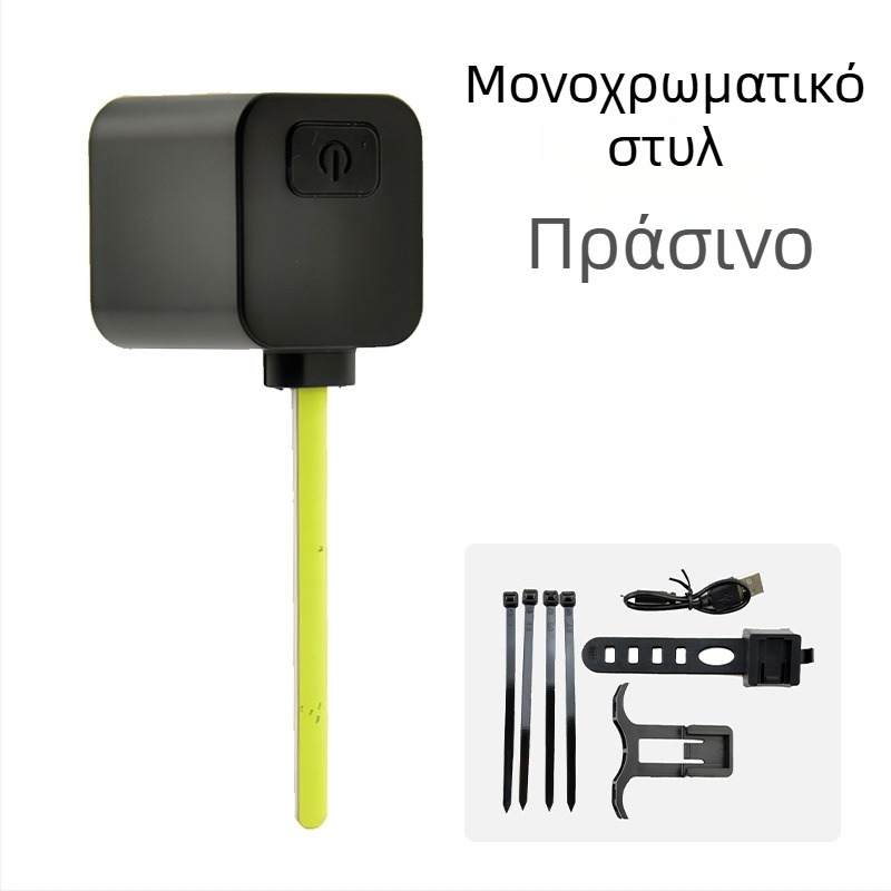 LED πίσω φως για ποδήλατο δρόμου με ρέουσες LED λωρίδες και αντικαταστάσιμα τμήματα, συνδεόμενο και επαναφορτιζόμενο, για νυχτερινή οδήγηση