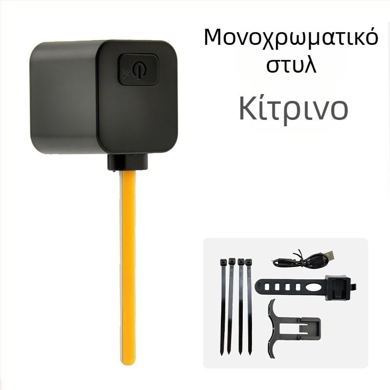 LED πίσω φως για ποδήλατο δρόμου με ρέουσες LED λωρίδες και αντικαταστάσιμα τμήματα, συνδεόμενο και επαναφορτιζόμενο, για νυχτερινή οδήγηση
