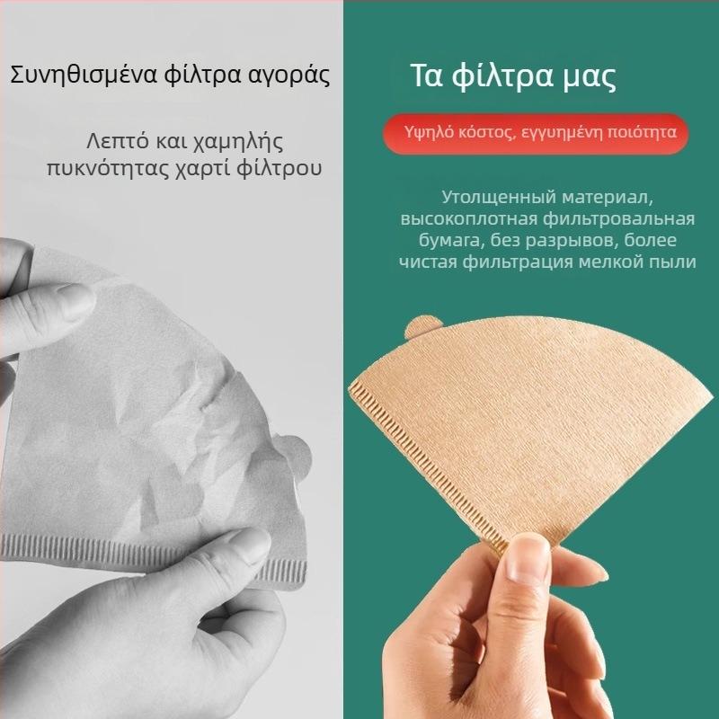 Χαρτί φίλτρου καφέ σε σχήμα φαν για παρασκευή καφέ τύπου V60, μίας χρήσης.