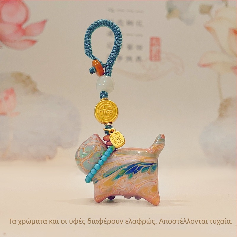 Γλυκιά γάτα Μανέκι Νέκο, λακαρισμένη γάτα με παραδοσιακές τεχνικές λακ, χειροποίητος υφαντός μπρελόκ κλειδιών και διακοσμητικό για τσάντα, καλλιτεχνικό ρετρό στυλ