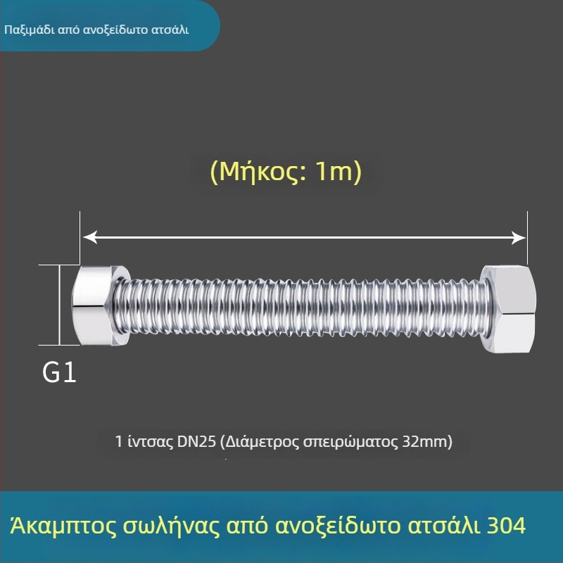 1 ίντσας κυματοειδής σωλήνας από ανοξείδωτο χάλυβα 304 για ατμό υψηλής θερμοκρασίας και πίεσης, μορφοποιείται, σύνδεση με σπείρωμα, προστασία από έκρηξη, Haomiao
