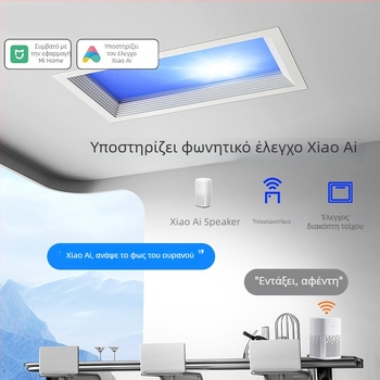 LED υπερλεπτό φωτιστικό οροφής, έξυπνο ενσωματωμένο σύστημα, ιδανικό για κουζίνα και μπάνιο, γαλάζιο φως ουρανού, προσομοίωση ήλιου, καθαρό φως ουρανού