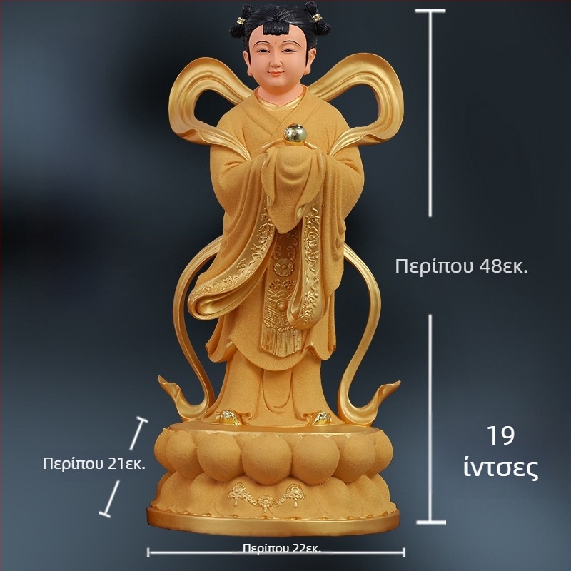 Άγαλμα Γουανίν με Χρυσό Αγόρι και Νεφρί Κορίτσι, Διακόσμηση Οικίας για Ευημερία με Αριστερούς και Δεξίους Συντρόφους