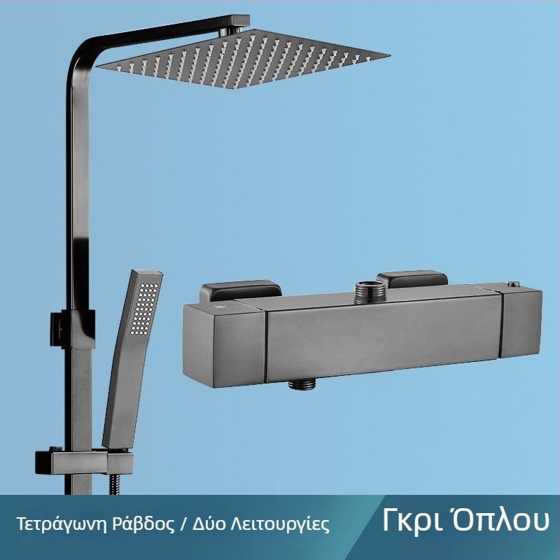 Σετ ντους από ανοξείδωτο ατσάλι με επίχρισμα χρωμίου, κλείδωμα θερμοκρασίας με ένα πάτημα, εντοιχισμένο στον τοίχο, κεφαλή βροχής