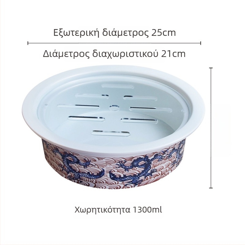 Κεραμικό σετ ατμού με βάση θέρμανσης και θερμαινόμενη πιατέλα – ρετρό σχέδιο δράκου, κινεζικό στυλ