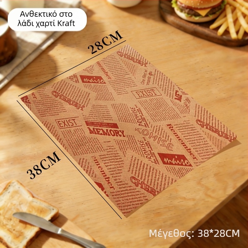 Χαρτί περιτυλίγματος για χάμπουργκερ, μιας χρήσης καφέ χαρτί με επίστρωση PE, αντί-λιπαρό, κατάλληλο για μπέργκερ, τηγανητό κοτόπουλο, ρολά κοτόπουλου και ριζόμπαλς