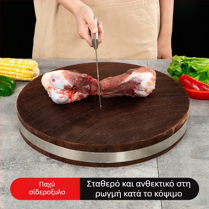 Αυθεντική βιετναμική σανίδα κοπής από σιδερένιο ξύλο, κυκλική επιφάνεια από μασίβ ξύλο για οικιακή χρήση