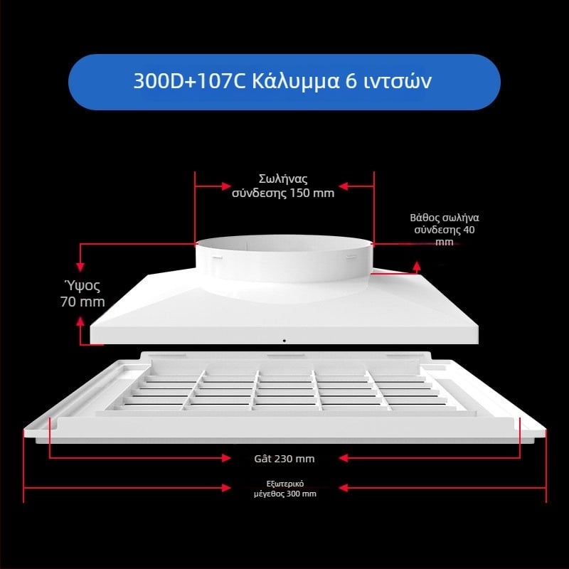 ABS πλαστικό πλέγμα εξαερισμού για κεντρικό κλιματισμό, διαχύτης αέρα, 300×300 mm