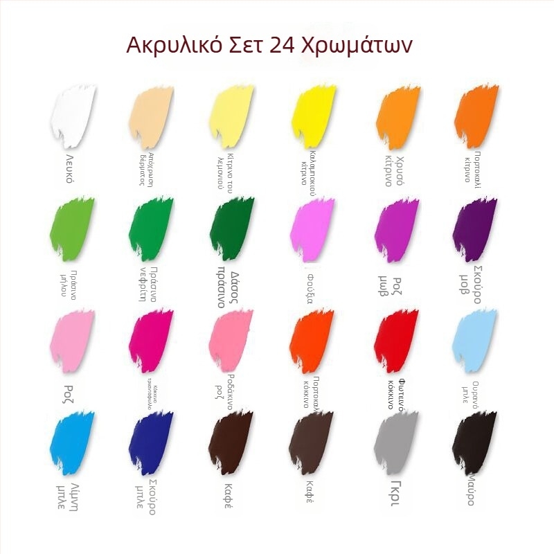 Σετ ακρυλικά χρώματα 24 χρωμάτων για βαφή με δάχτυλα και τοιχογραφίες — αρχάριοι