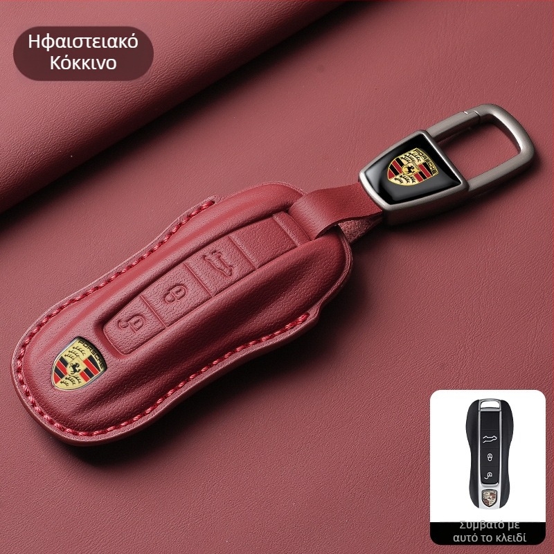 Θήκη κλειδιών Porsche από δέρμα βοδινό, πολυτελής, συμβατή με Panamera, 718, Cayenne, Macan και 911