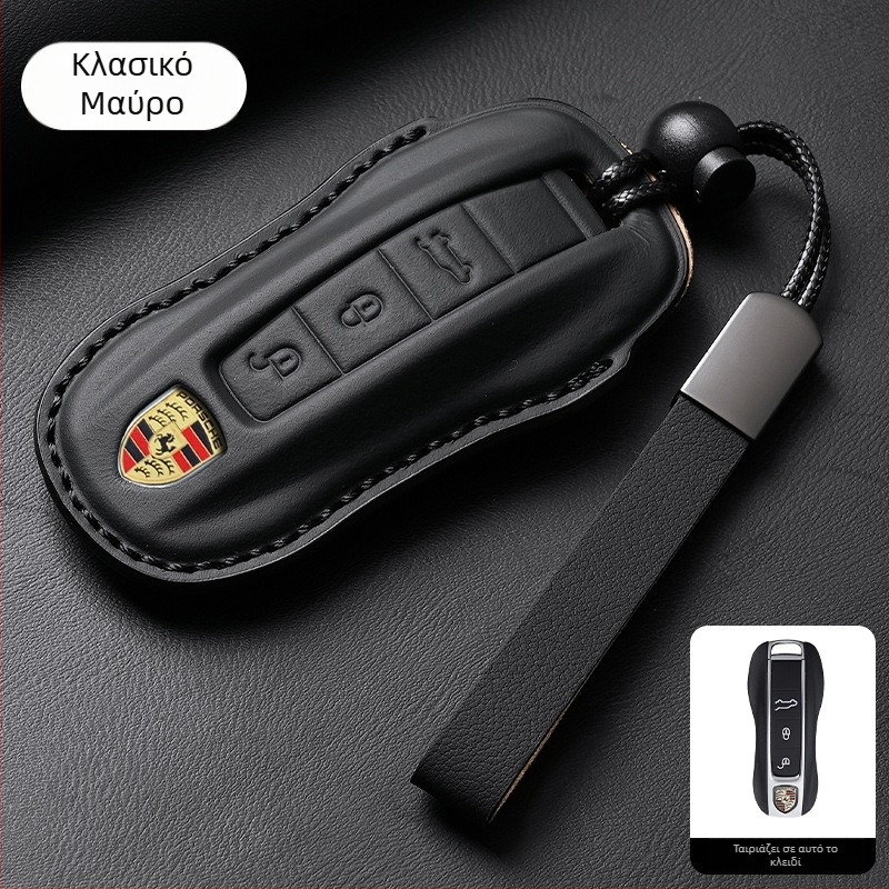 Θήκη κλειδιών Porsche από δέρμα βοδινό, πολυτελής, συμβατή με Panamera, 718, Cayenne, Macan και 911