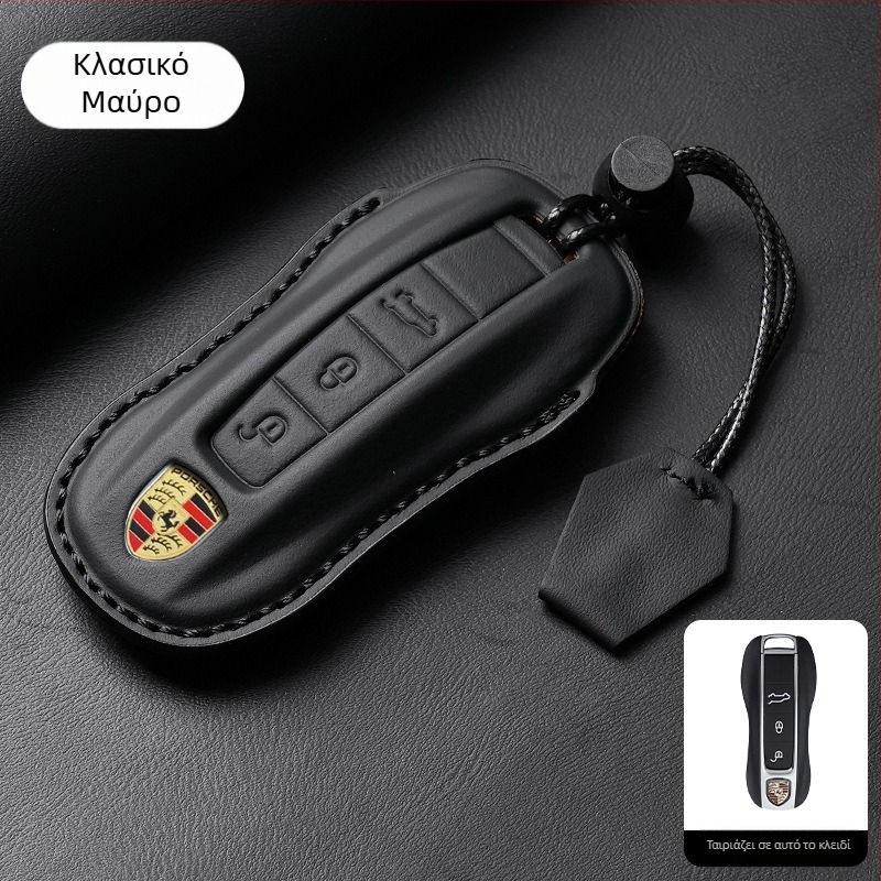 Θήκη κλειδιών Porsche από δέρμα βοδινό, πολυτελής, συμβατή με Panamera, 718, Cayenne, Macan και 911