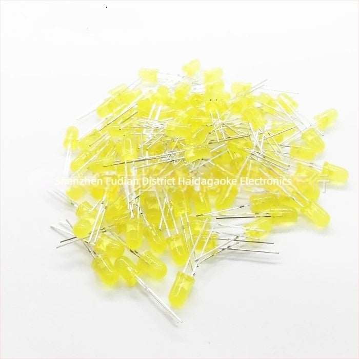 LED χάντρες 5 mm (F5) και 3 mm (F3) σε χρώματα λευκό, κόκκινο, πράσινο, μπλε, κίτρινο, 1000 τεμάχια ανά σακούλα