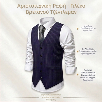 Ανδρικό γιλέκο κοστουμιού με ρίγες, επίσημο γιλέκο