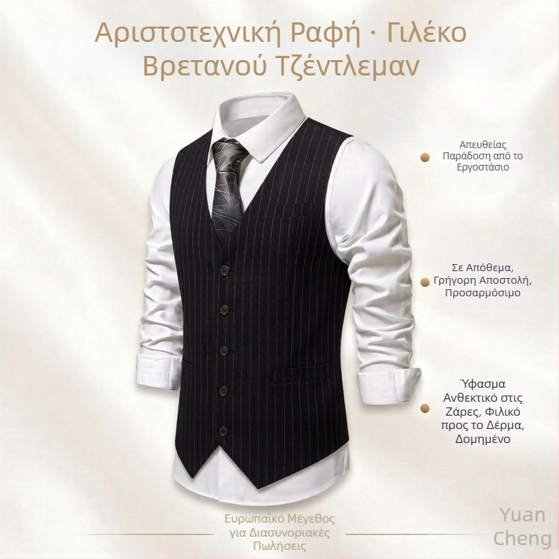 Ανδρικό γιλέκο κοστουμιού με ρίγες, επίσημο γιλέκο