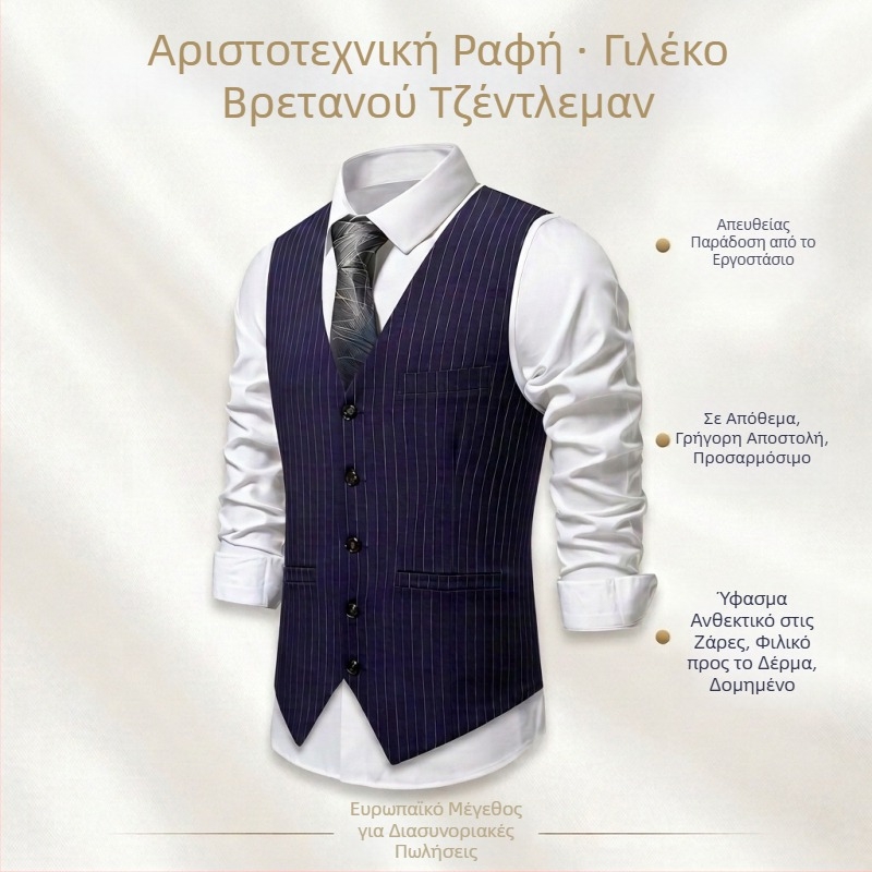 Ανδρικό γιλέκο κοστουμιού με ρίγες, επίσημο γιλέκο