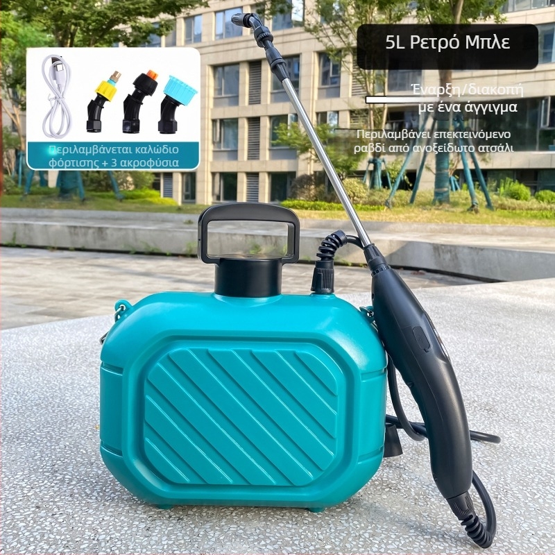 5L Κανά ποτίσματος με ηλεκτρικό ψεκαστήρα, επαναφορτιζόμενη για κήπο και οικιακή χρήση, απολύμανση και καθαρισμό