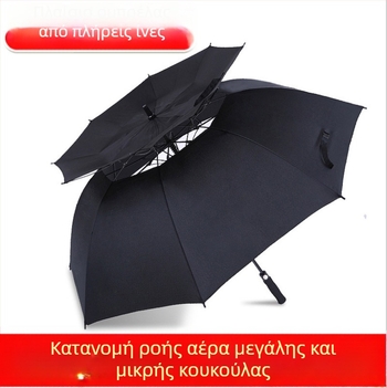Ομπρέλα γκολφ 30 ιντσών με διπλό στρώμα, διαπνέουσα, μακριά λαβή, αυτόματο άνοιγμα, αντί-ανέμου, δυνατότητα εκτύπωσης λογότυπου