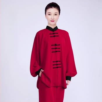 Little and Hill Σετ ένδυσης Tai Chi για ενήλικες, unisex, κόκκινο, υψηλής ποιότητας για αγώνες και εμφανίσεις, άνοιξη–φθινόπωρο