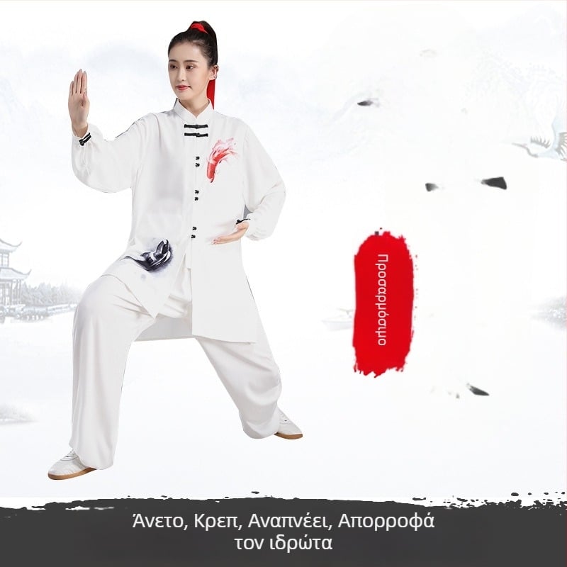 Ανδρικό και γυναικείο σετ Taiji από μαργαριριώδες βαμβάκι για προπόνηση και επίδειξη σε πολεμικές τέχνες