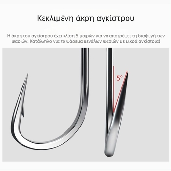 Αγκίστρι ψαρέματος Zeyou με επίπεδο άκρο Νο.1, συσκευασία 100 τεμάχια, καμπύλη μύτη