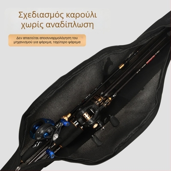 Τσάντα ώμου για καλάμι ψαρέματος με μεγάλη χωρητικότητα, δίκτυο που αναπνέει και στεγνώνει γρήγορα, φορητός θήκη τεχνητών δολωμάτων, θήκη καλαμιού με φαρδύ σχέδιο