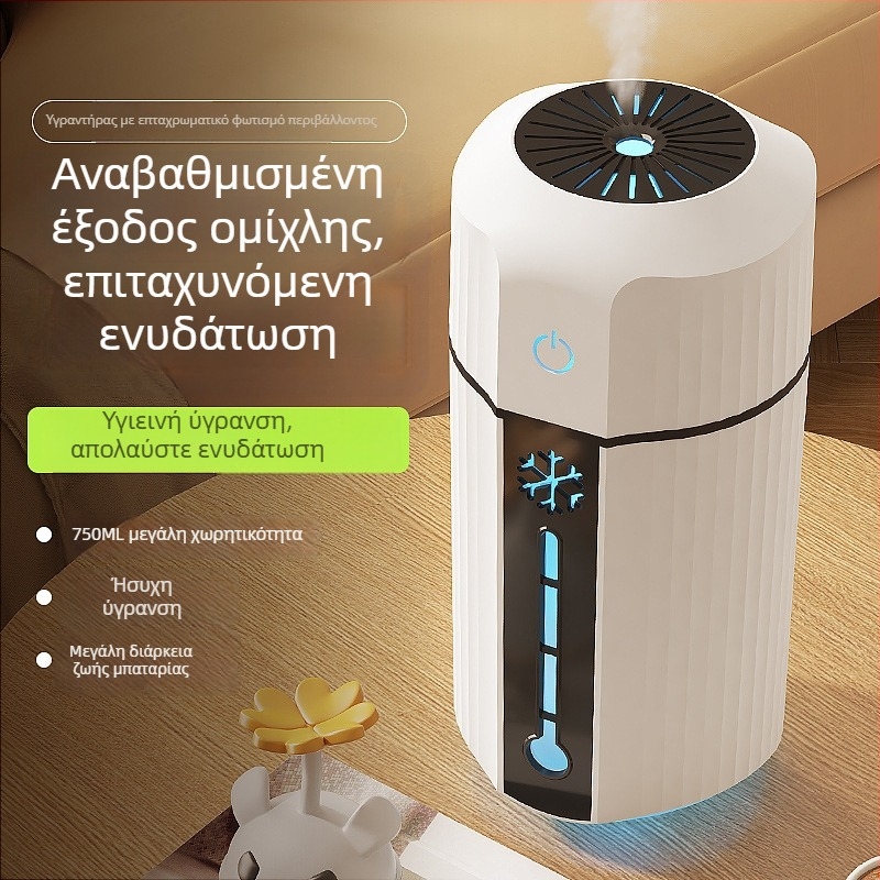 Μικρός φορητός υγραντήρας με φωτισμό ατμόσφαιρας για οικία, υπνοδωμάτιο και αυτοκίνητο – επιτραπέζιος υγραντήρας ψεκασμού