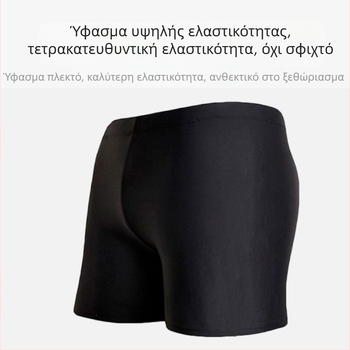 Ανδρικά μαύρα σορτς κολύμβησης με υψηλή ελαστικότητα, boxer στυλ, φιλικά προς το δέρμα, διαπνέοντα, γρήγορο στέγνωμα, μοντέρνο σχέδιο