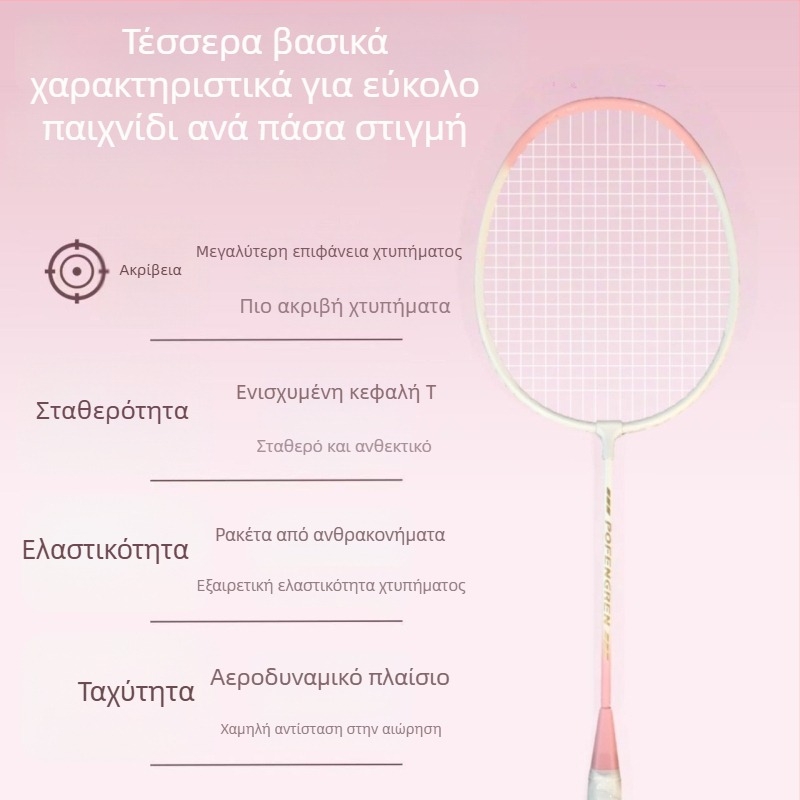 Ρακέτα μπάντμιντον, μοντέλο 7, χρώμα Aurora Macaron, για αρχάριους, ανθεκτικό πλαίσιο από κράμα, υψηλή ελαστικότητα, επίθεση και άμυνα σε ένα.