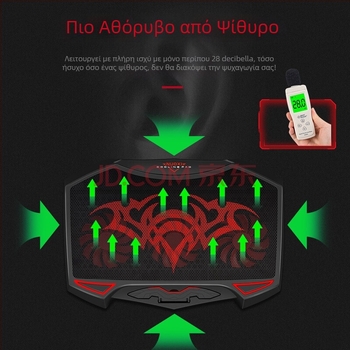Ψύκτης λάπτοπ με ρυθμιζόμενη βάση σε πολλαπλές γωνίες και μεταλλικό πλέγμα