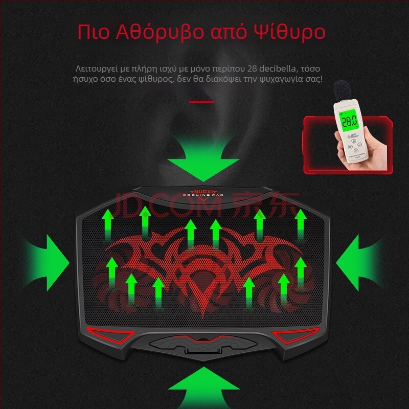 Ψύκτης λάπτοπ με ρυθμιζόμενη βάση σε πολλαπλές γωνίες και μεταλλικό πλέγμα