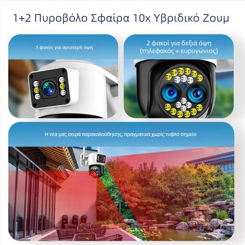 Εξωτερική κάμερα παρακολούθησης WiFi HD με έξυπνες λειτουργίες για οικιακή ασφάλεια